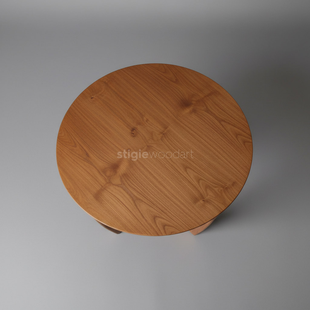 Coffee Table Bundar Kayu Jati Minimalis - Gambar 5