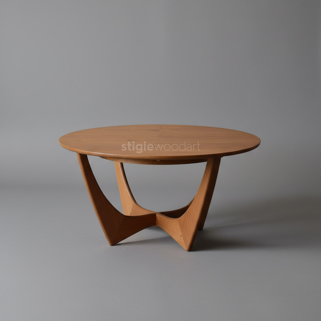 Coffee Table Bundar Kayu Jati Minimalis - Gambar 4
