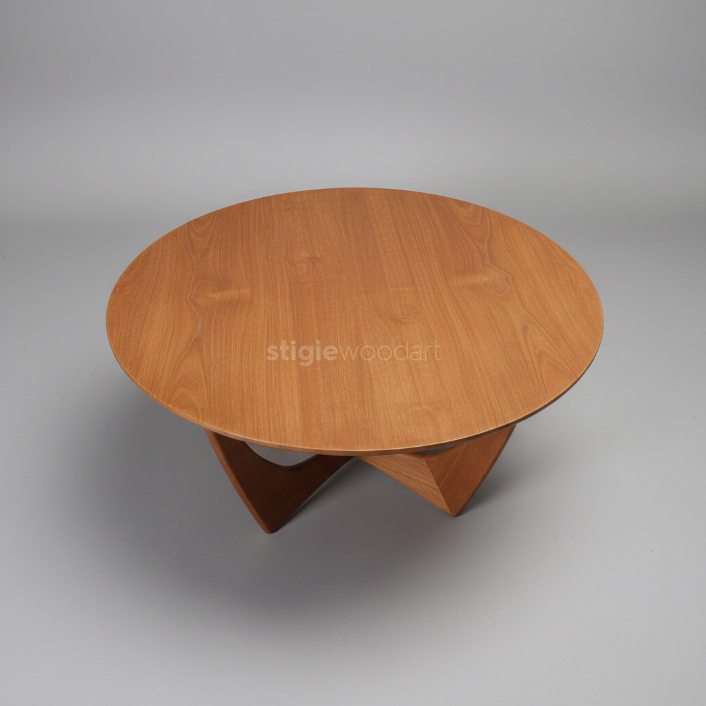 Coffee Table Bundar Kayu Jati Minimalis - Gambar 3