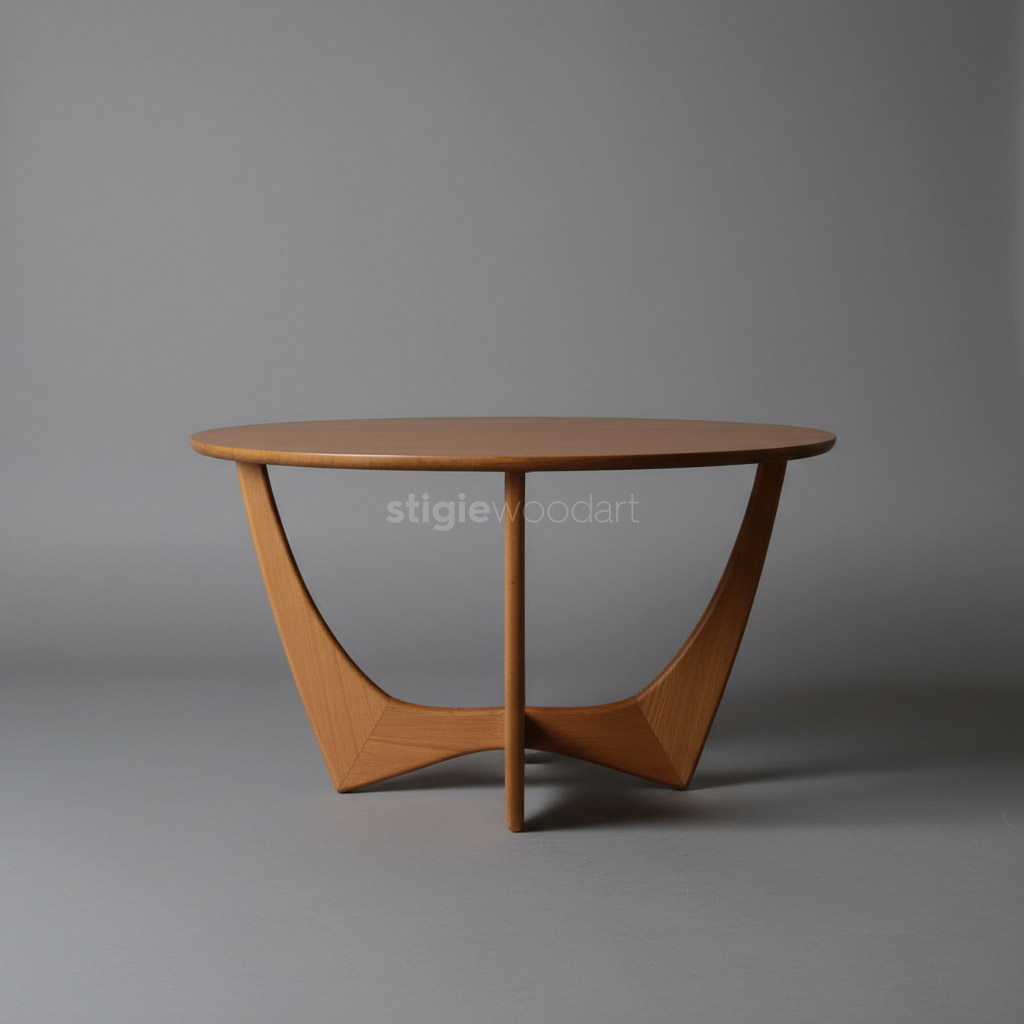 Coffee Table Bundar Kayu Jati Minimalis - Gambar 2