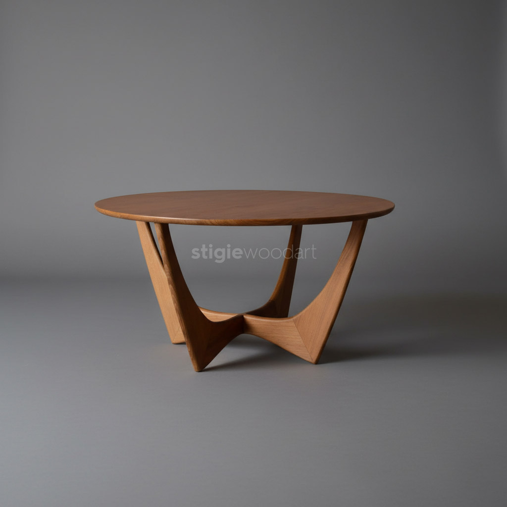Coffee Table Bundar Kayu Jati Minimalis