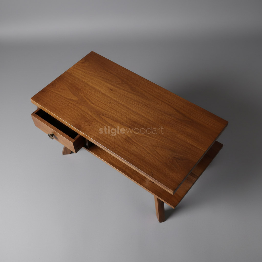 Coffee Table Klasik Retro Kayu Jati Minimalis Modern - Gambar 4