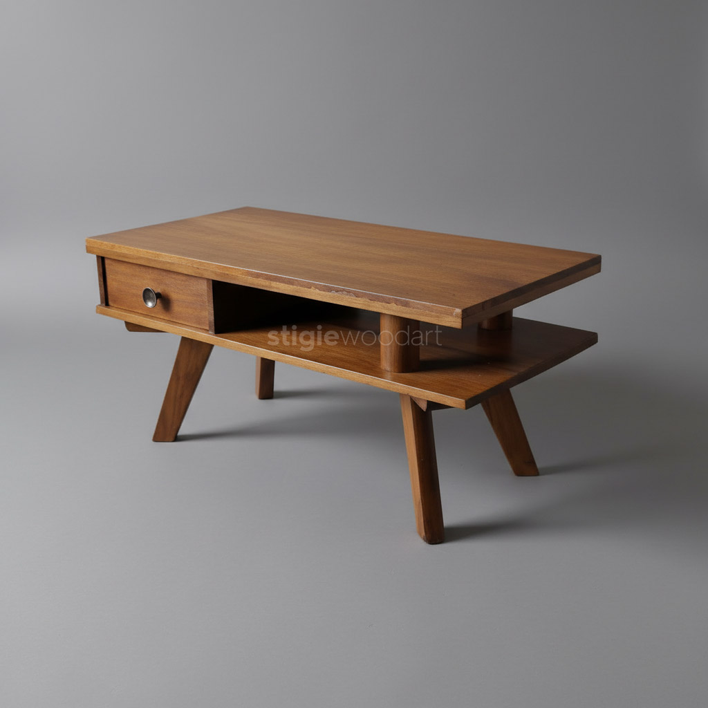 Coffee Table Klasik Retro Kayu Jati Minimalis Modern