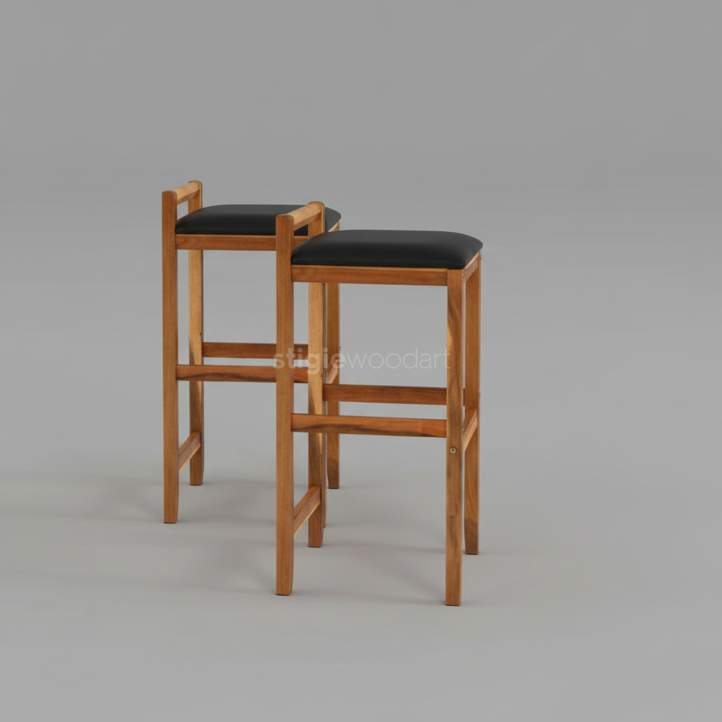 Kursi Bar Minimalis Kayu Jati Solid - Gambar 4