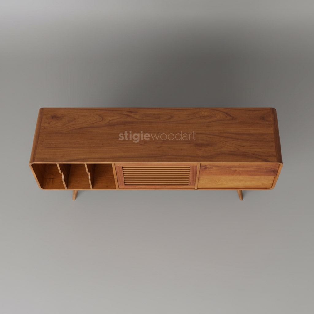 Meja Tv Retro Klasik Kayu Jati Minimalis - Gambar 4