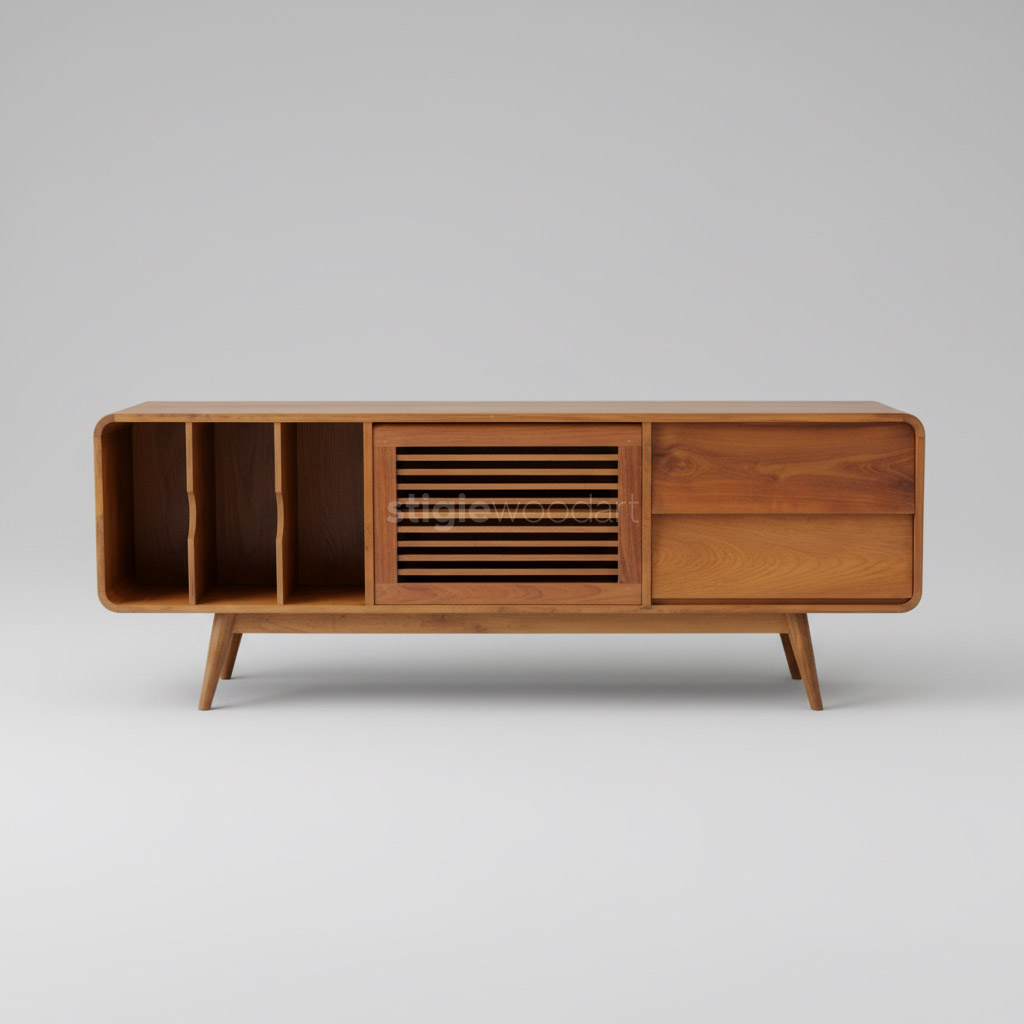 Meja Tv Retro Klasik Kayu Jati Minimalis - Gambar 3