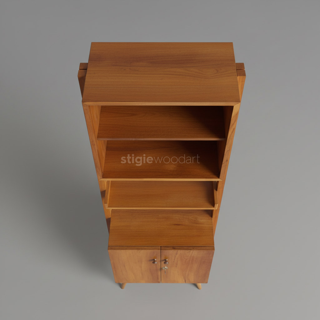 Rak Buku Klasik Midcentury Kayu Jati Minimalis - Gambar 3
