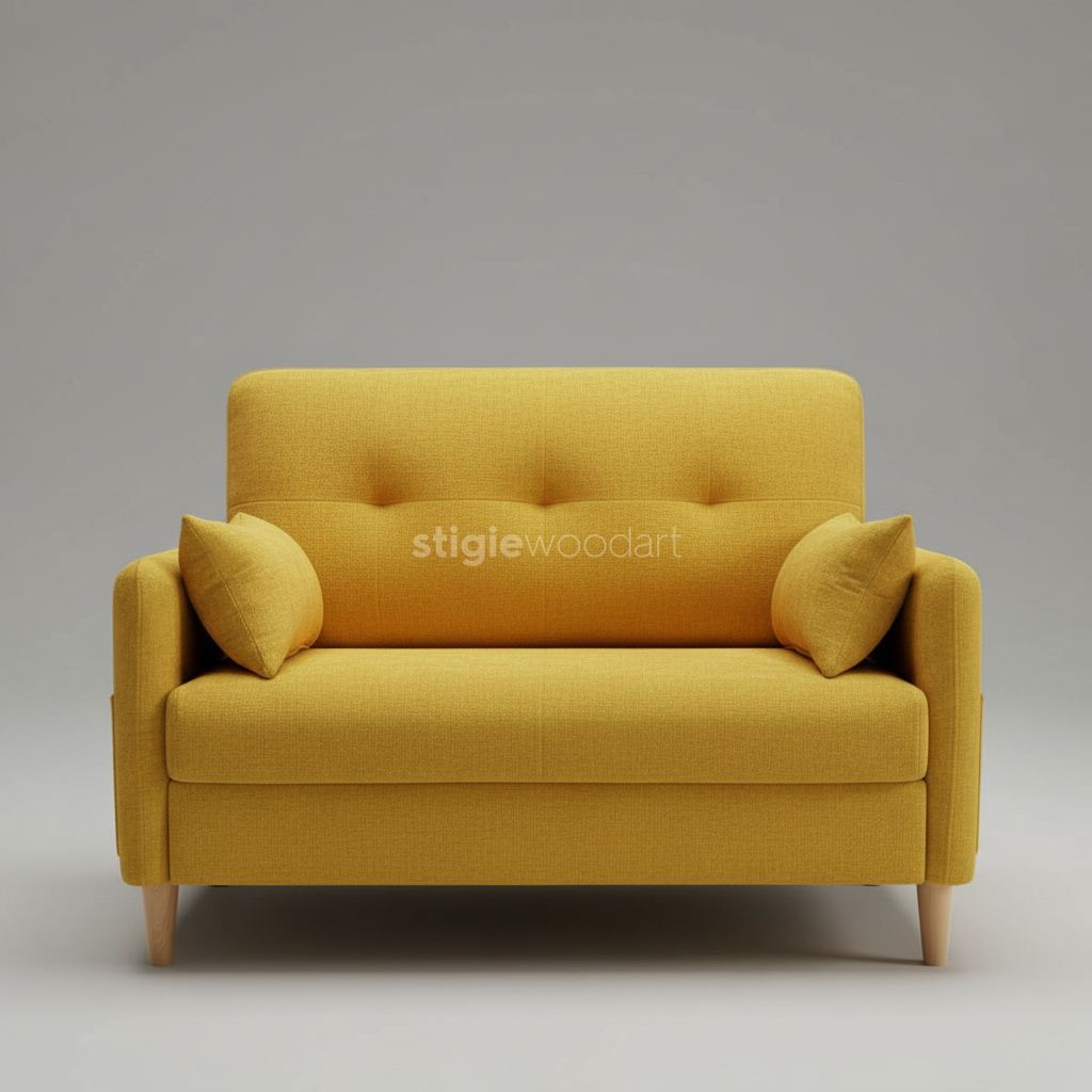 Sofa 2 Dudukan Mustard Minimalis Modern - Gambar 3