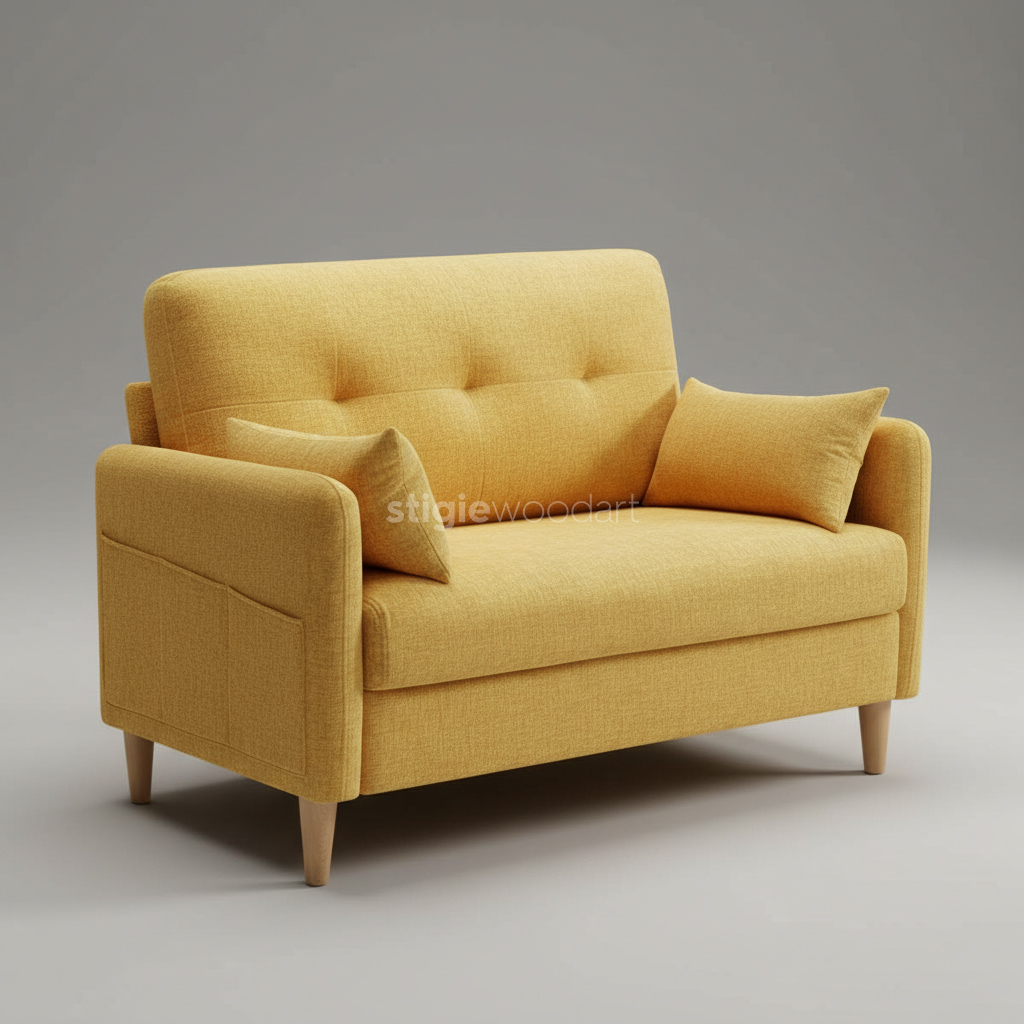 Sofa 2 Dudukan Mustard Minimalis Modern