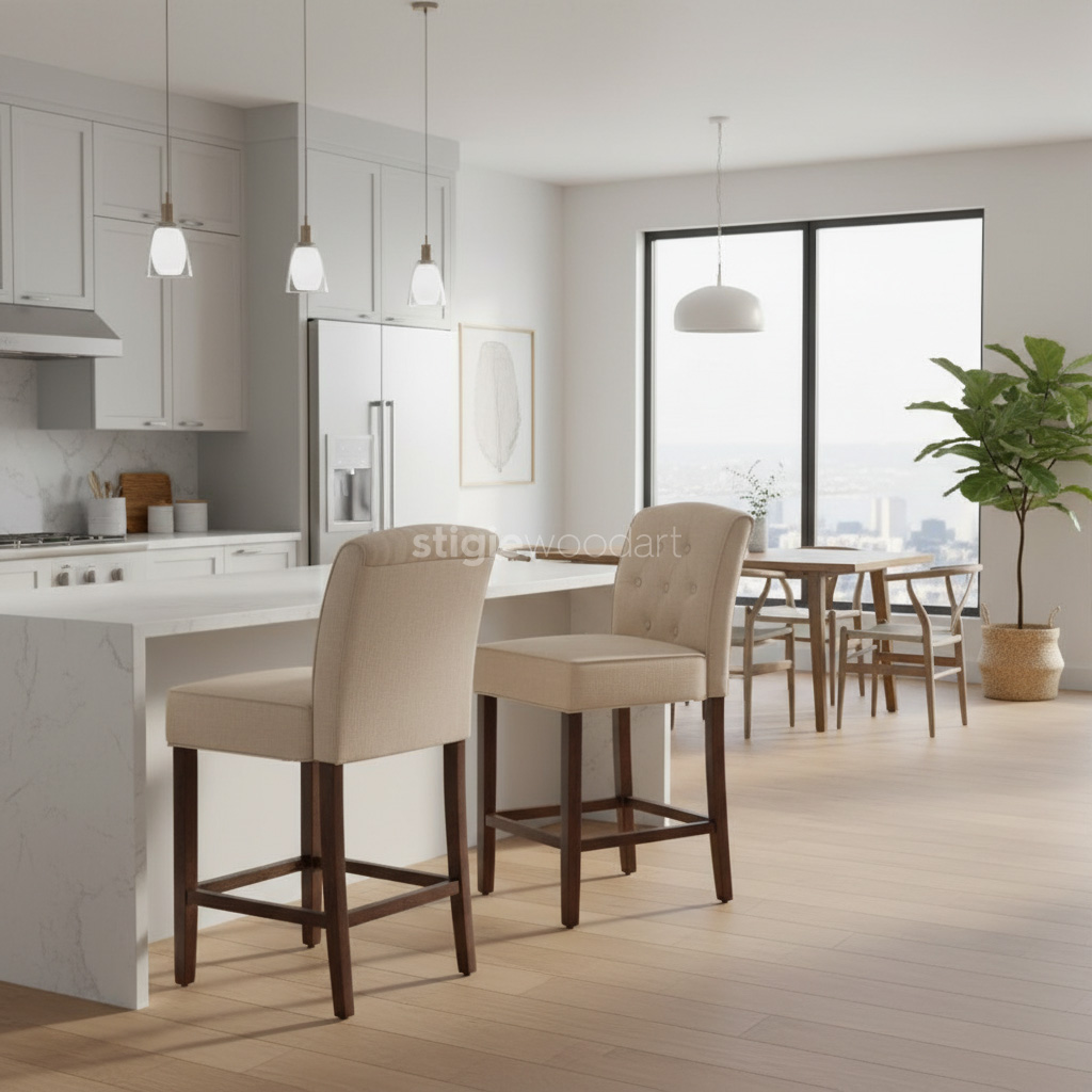 Kursi Bar Minimalis Kayu Jati Modern - Gambar 2