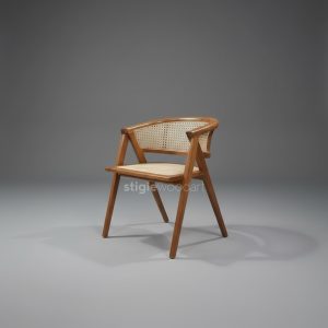 Kursi Cafe Minimalis Kayu Rotan Natural