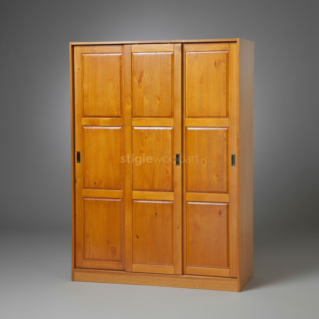 Lemari Pakaian Kayu Jati Minimalis 3 Pintu - Gambar 6