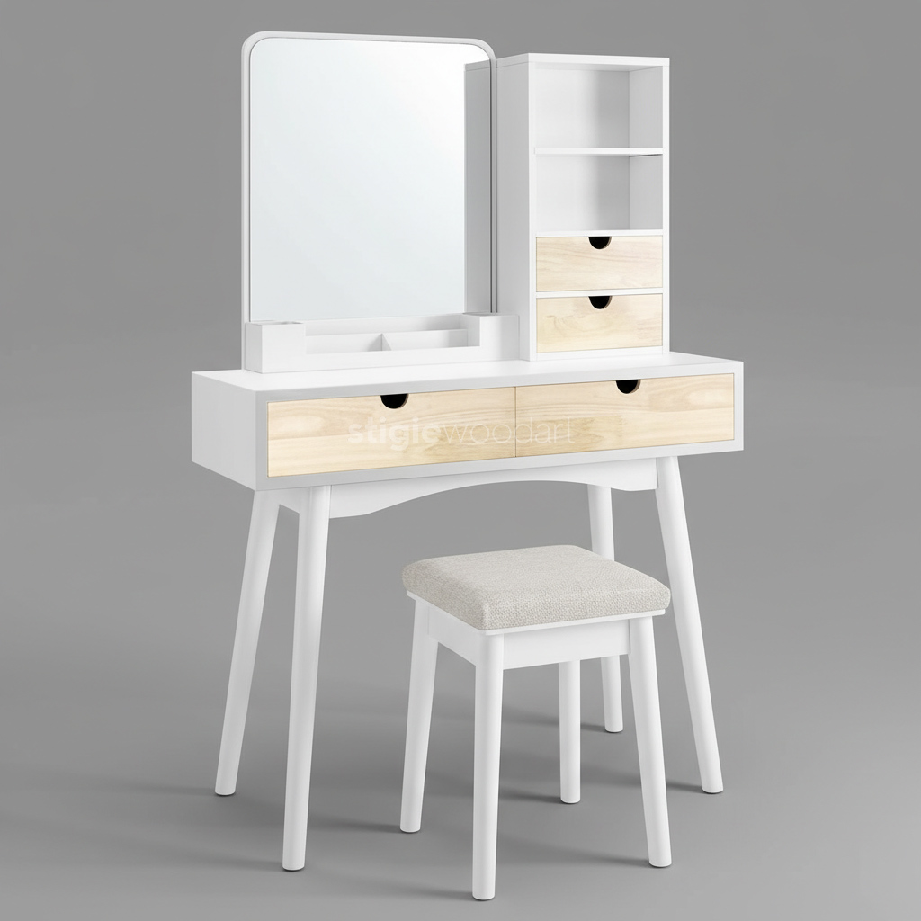 Meja Rias Minimalis Modern Duco Kayu Jati Elegan