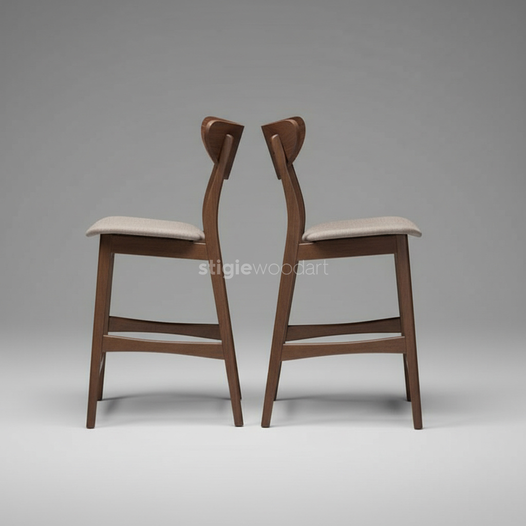 Kursi Bar Kayu Jati Klasik Minimalis MidCentury - Gambar 4