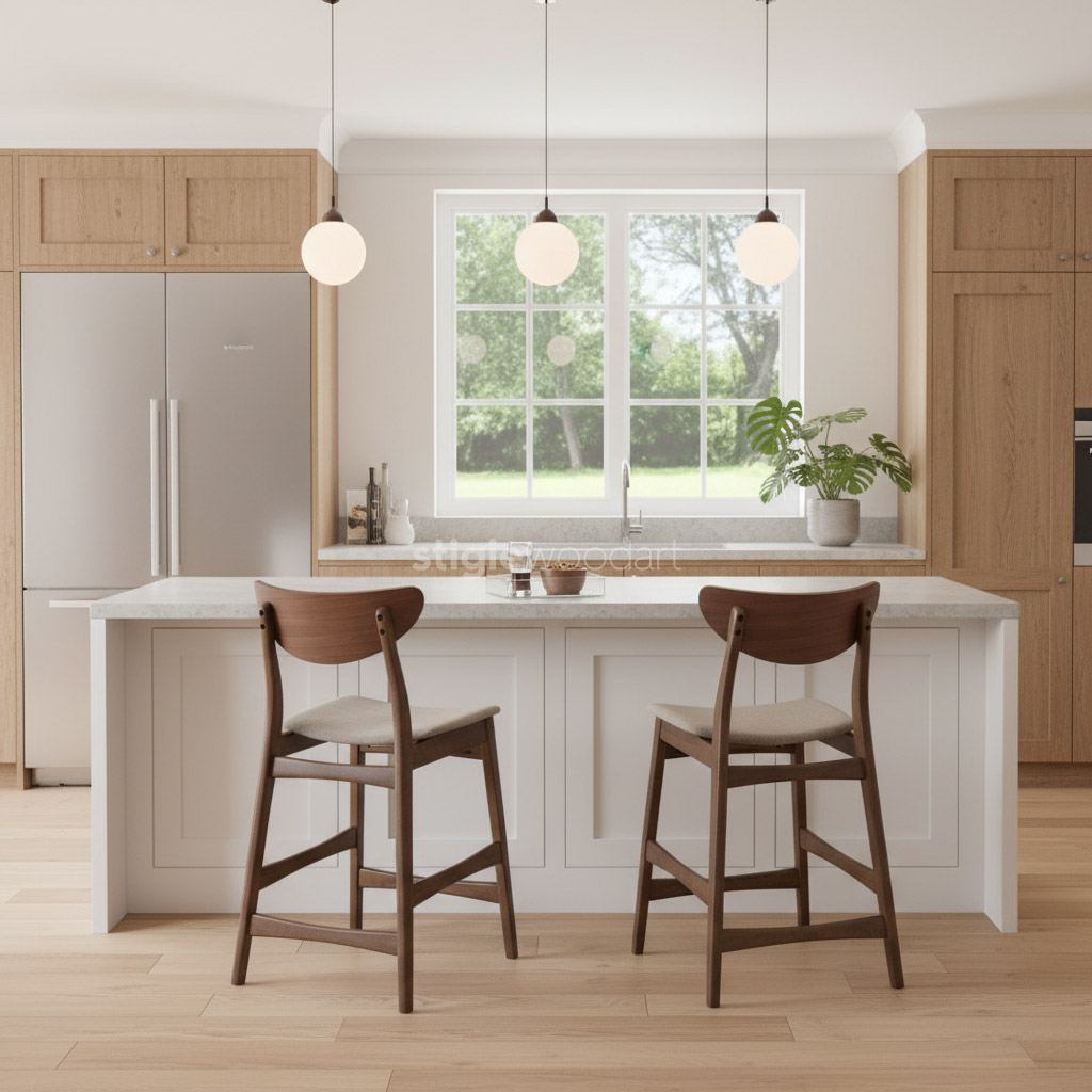 Kursi Bar Kayu Jati Klasik Minimalis MidCentury - Gambar 2