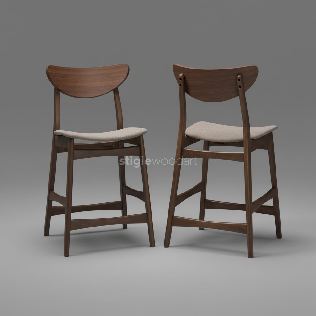 Kursi Bar Kayu Jati Klasik Minimalis MidCentury
