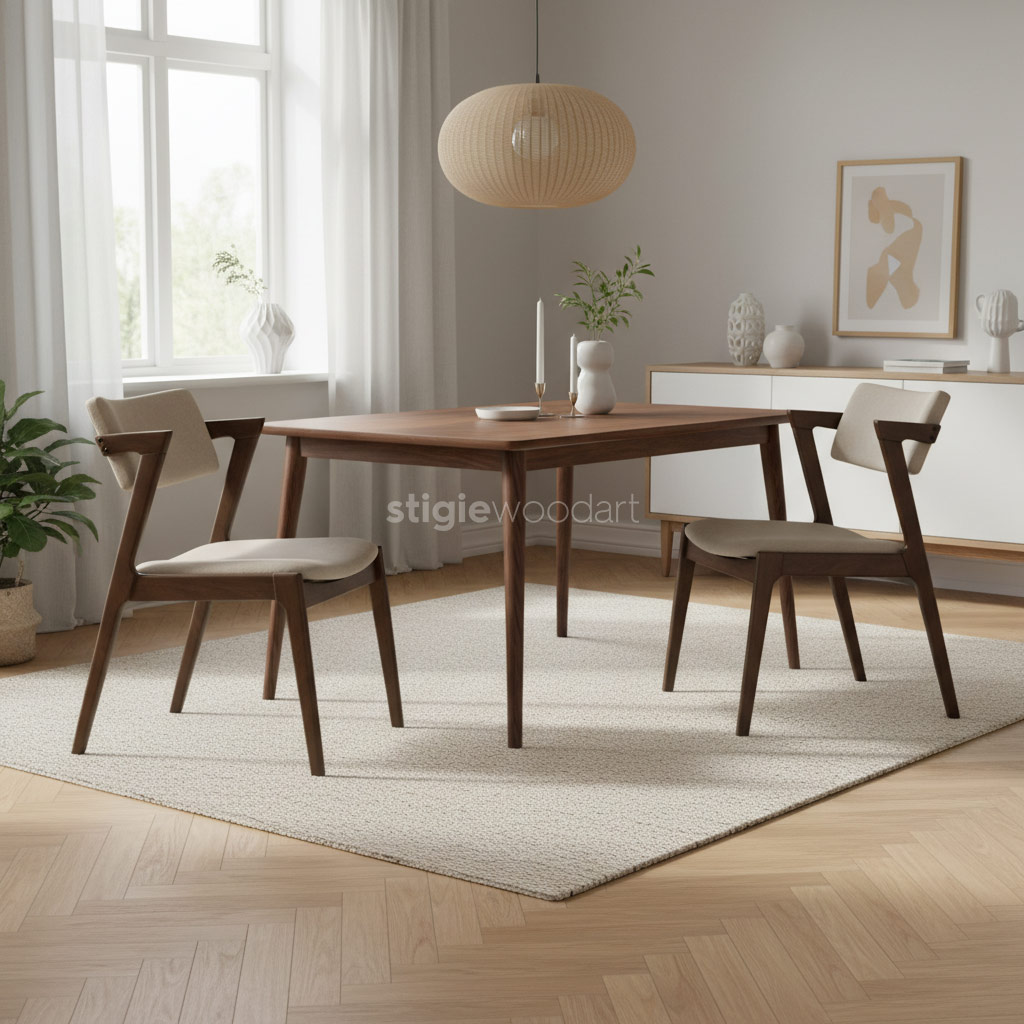 Kursi Makan Resto Kayu Jati Minimalis Scandinavian - Gambar 2