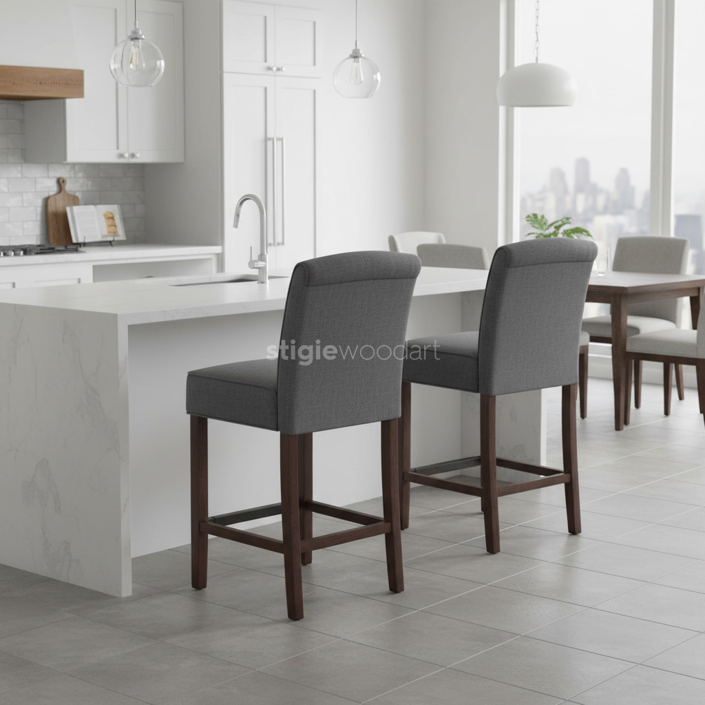 Kursi Bar Minimalis Kayu Jati Elegan Modern - Gambar 3