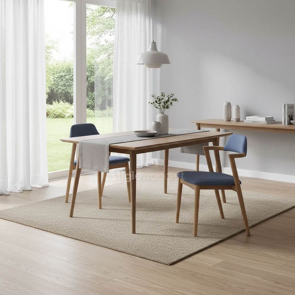 Kursi Cafe Minimalis Scandinavian Kayu Jati Natural - Gambar 2