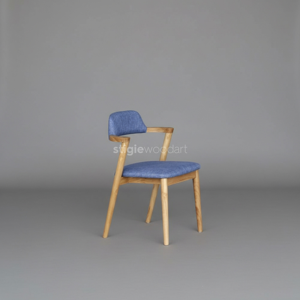 Kursi Cafe Minimalis Scandinavian Kayu Jati Natural