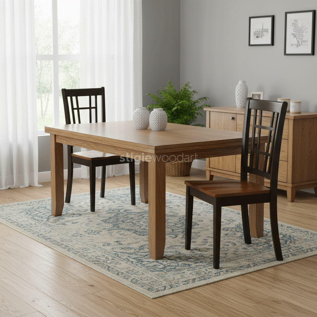 Kursi Makan Cafe Minimalis Modern Kayu Jati Natural - Gambar 3