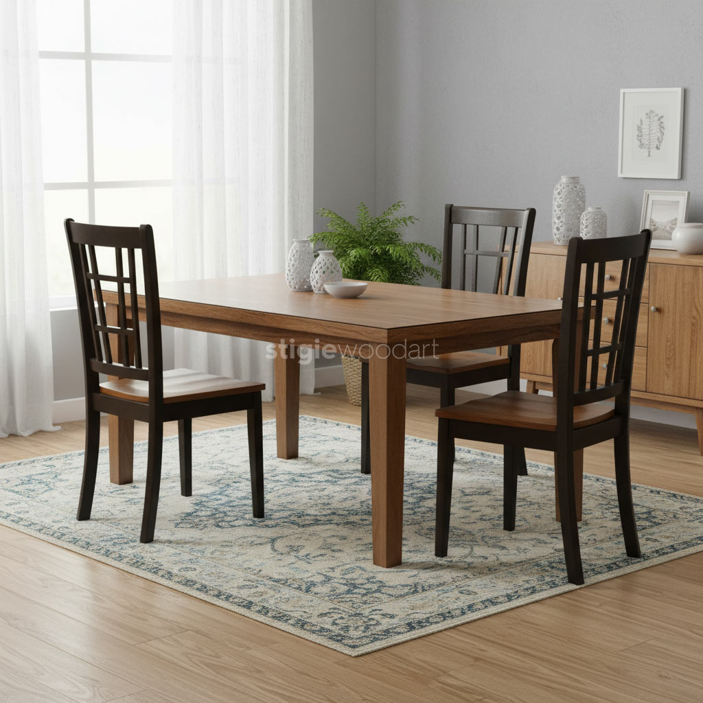 Kursi Makan Cafe Minimalis Modern Kayu Jati Natural - Gambar 2