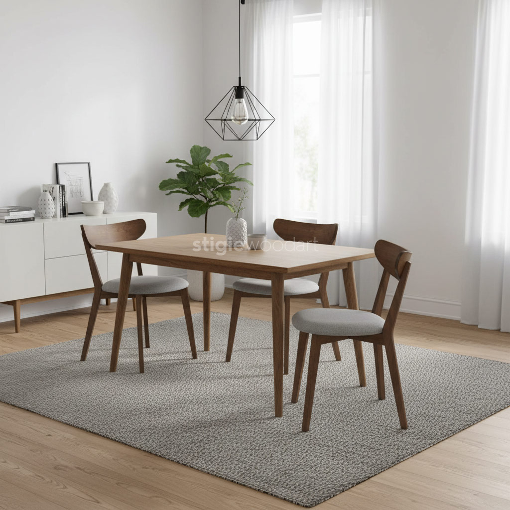 Kursi Makan Kayu Jati Scandinavian Minimalis Modern - Gambar 3
