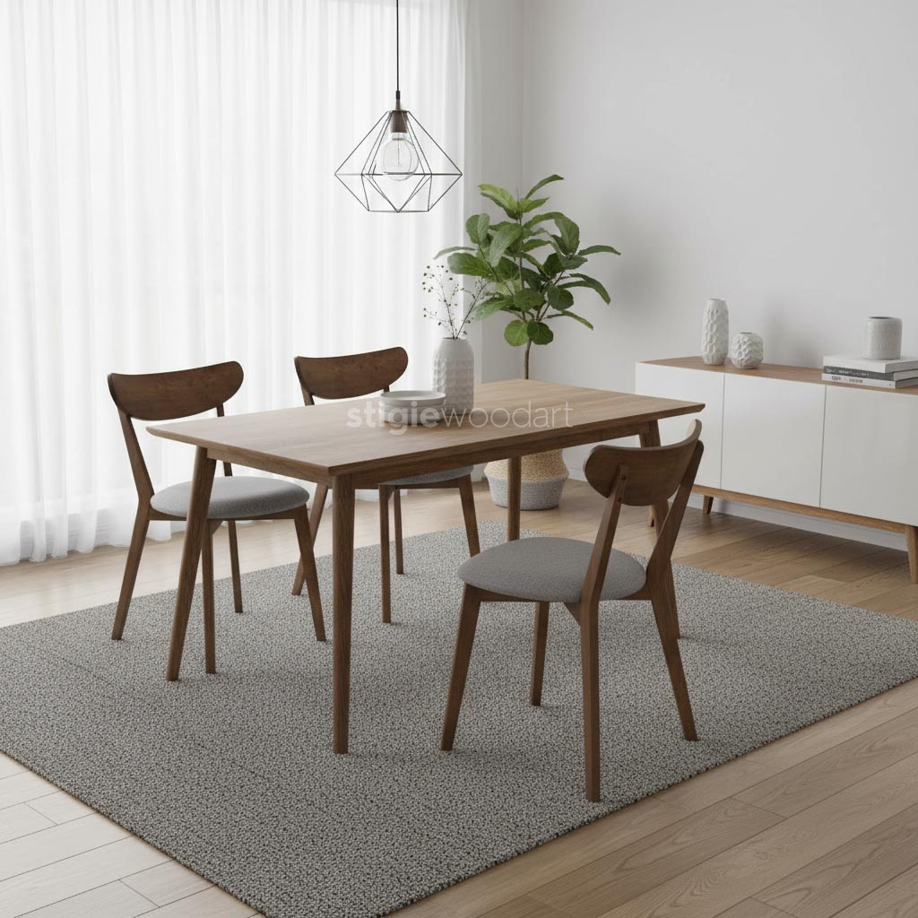 Kursi Makan Kayu Jati Scandinavian Minimalis Modern - Gambar 2