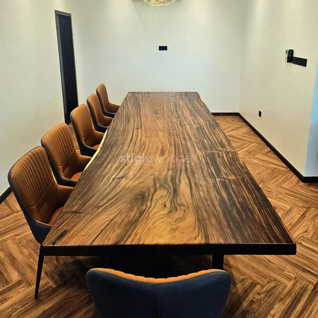 Meja Makan Kayu Trembesi Solid Minimalis Modern Premium - Gambar 2