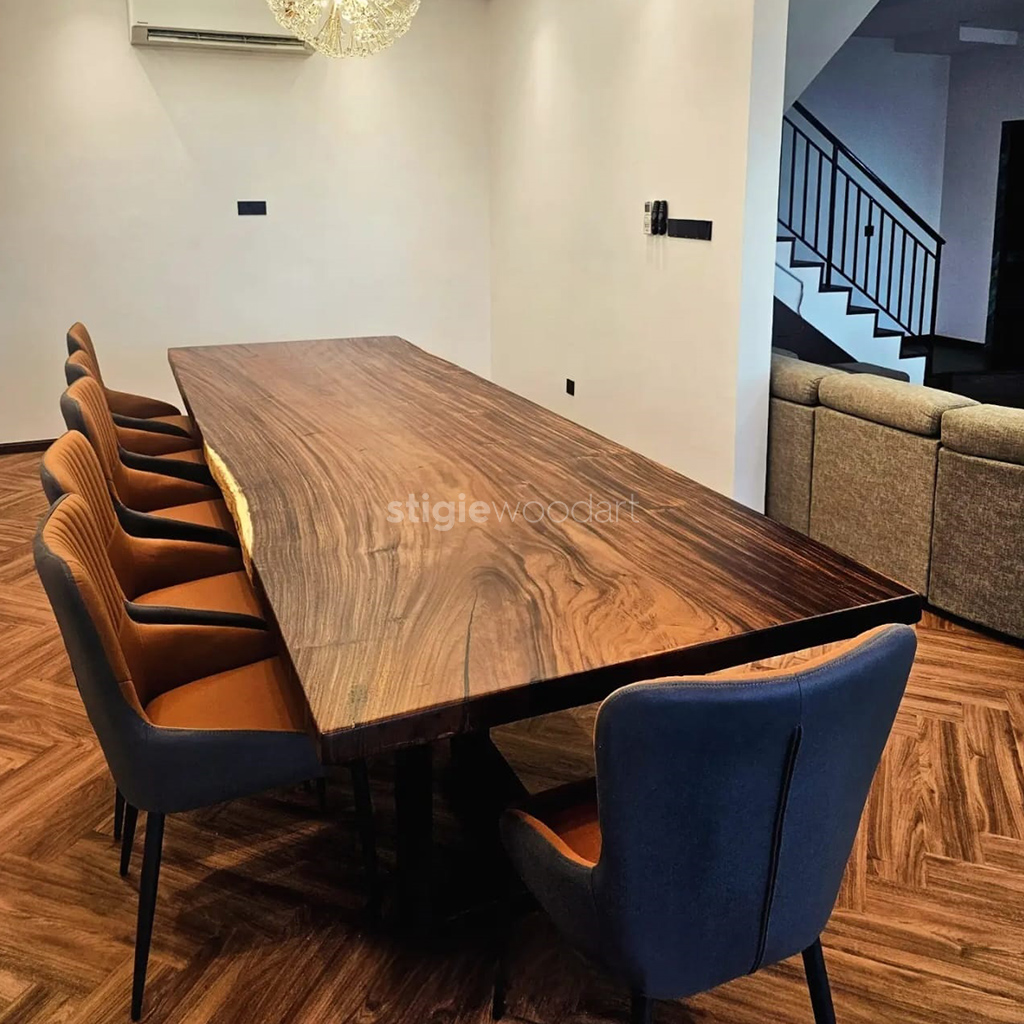 Meja Makan Kayu Trembesi Solid Minimalis Modern Premium