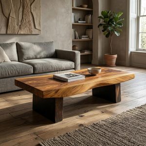 Meja Tamu Kayu Trembesi Solid Natural
