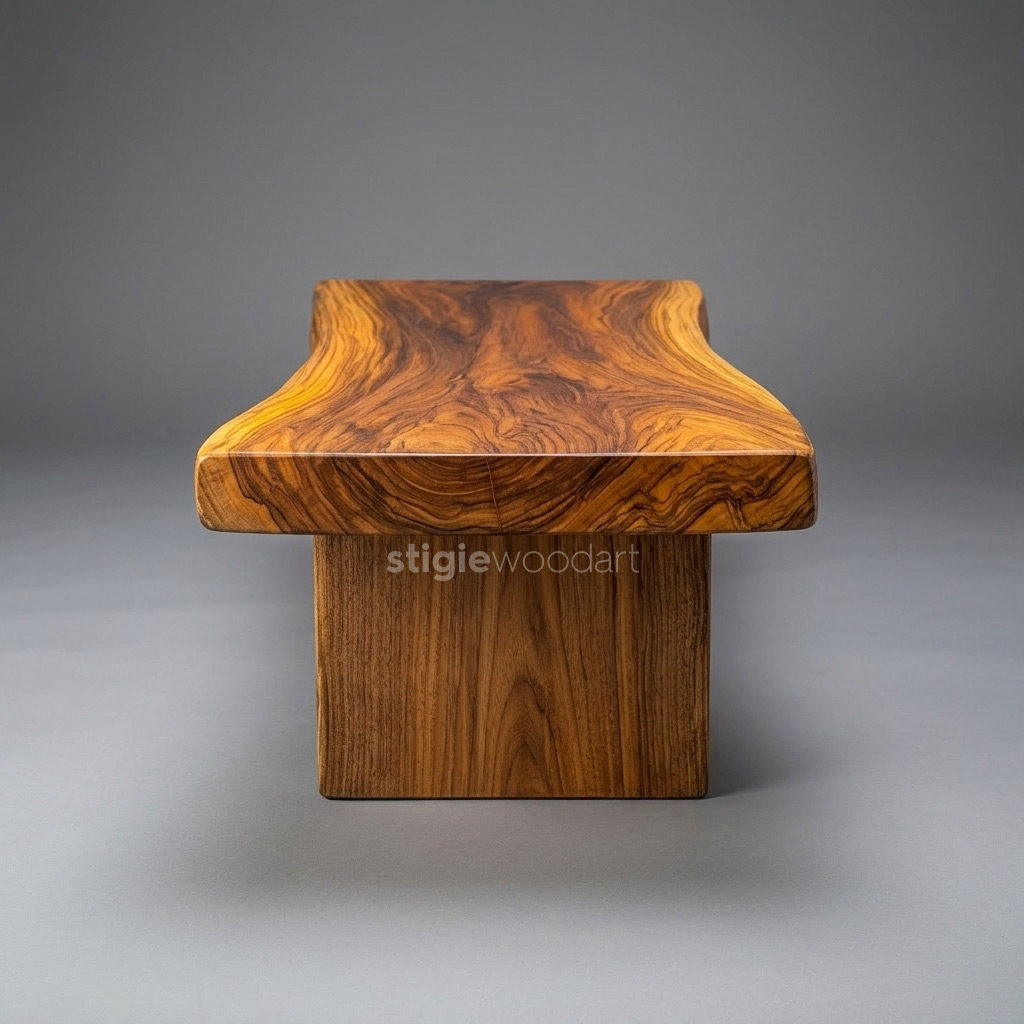 Meja Tamu Kayu Trembesi Solid Natural - Gambar 5