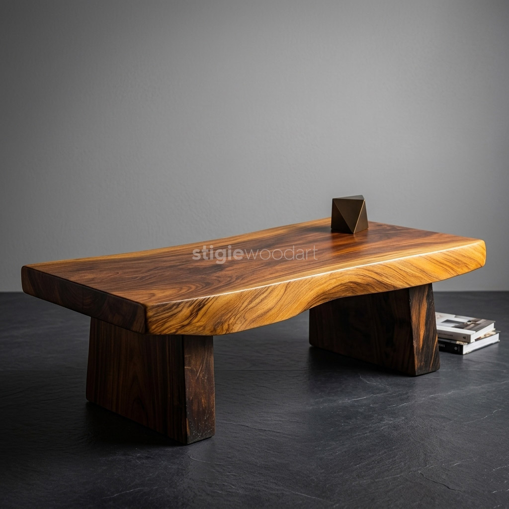 Meja Tamu Kayu Trembesi Solid Natural - Gambar 4