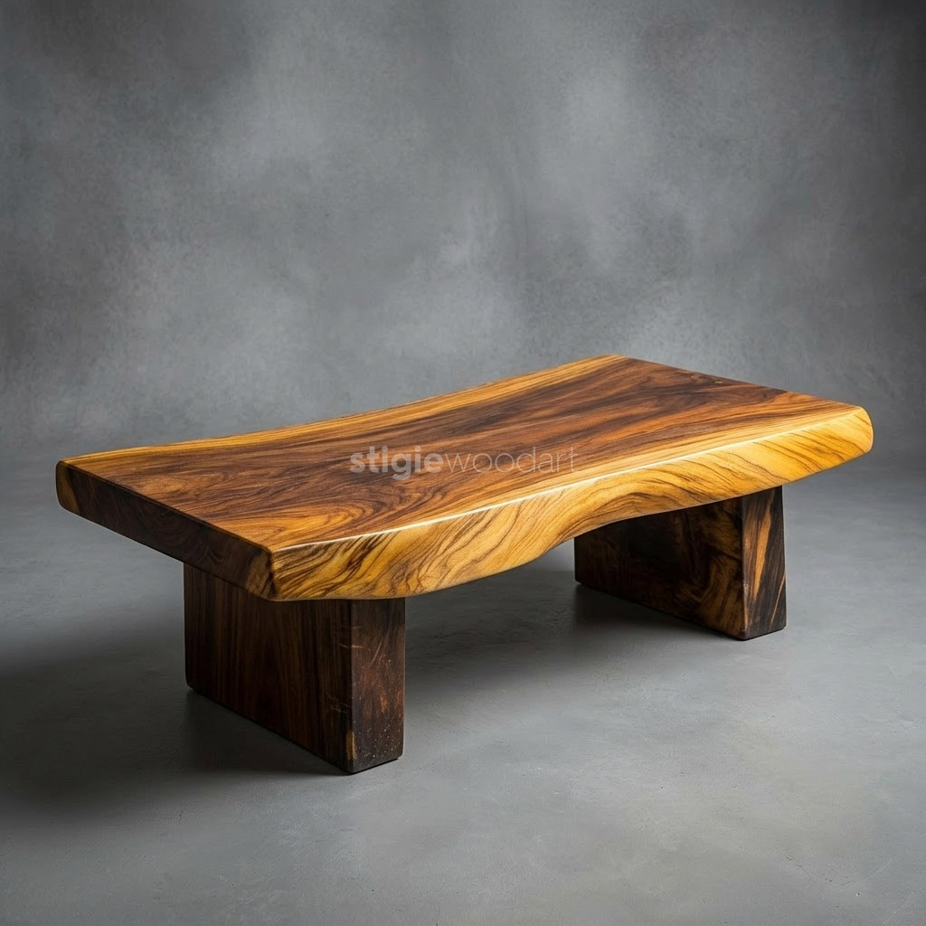 Meja Tamu Kayu Trembesi Solid Natural - Gambar 3