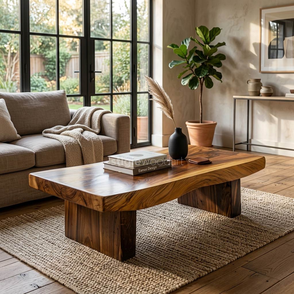 Meja Tamu Kayu Trembesi Solid Natural - Gambar 2