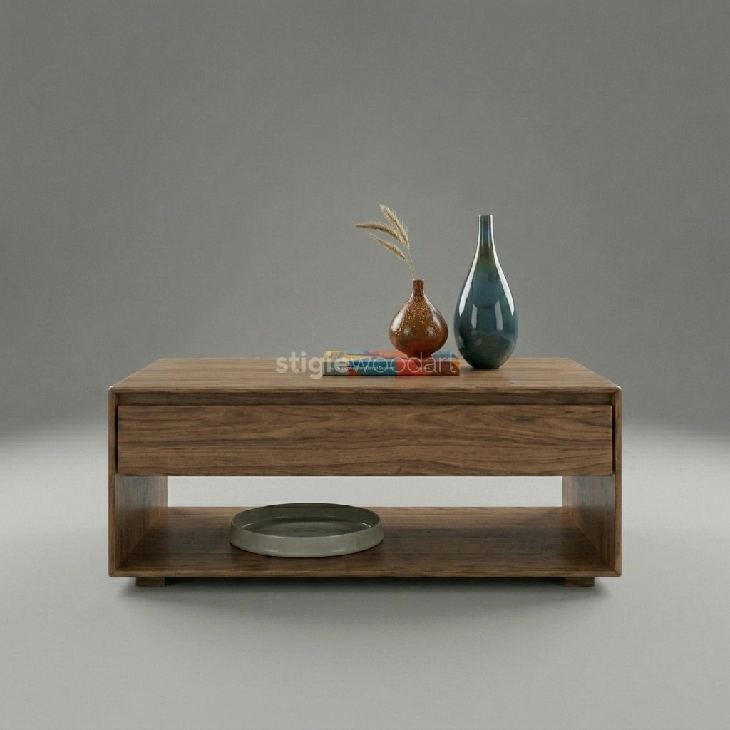 Coffee Table Drawer Kayu Jati Minimalis - Gambar 4