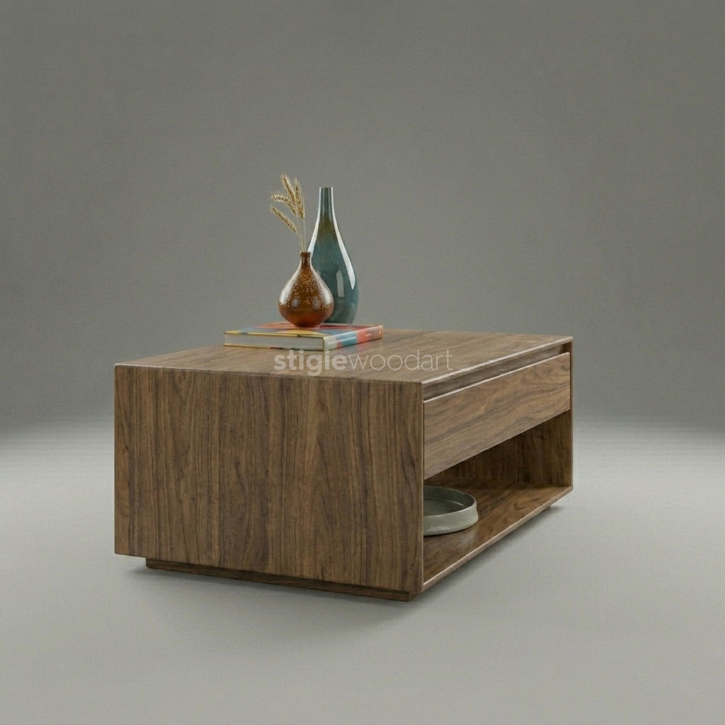 Coffee Table Drawer Kayu Jati Minimalis - Gambar 3