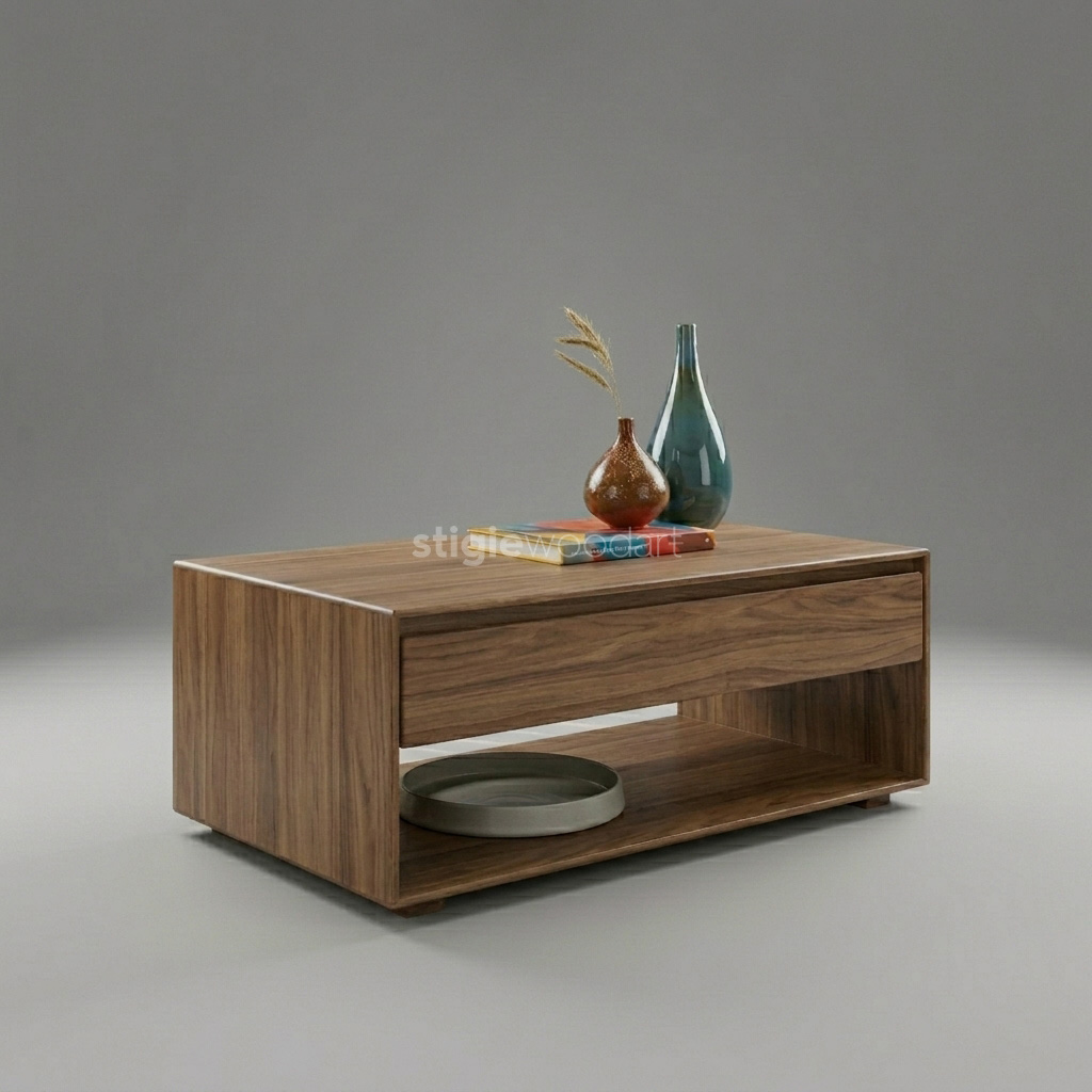 Coffee Table Drawer Kayu Jati Minimalis