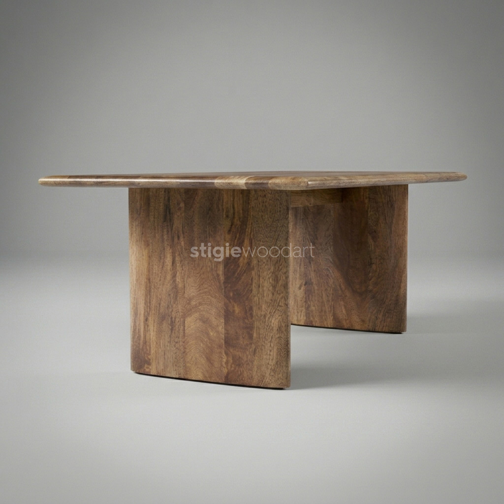 Coffee Table Kayu Jati Solid Minimalis Modern - Gambar 3