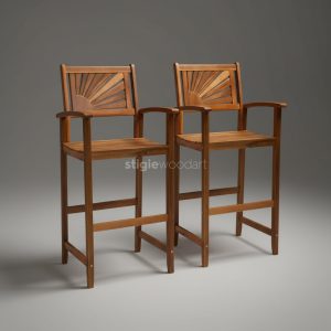 Kursi Bar Cafe Kayu Jati Minimalis Sunburst