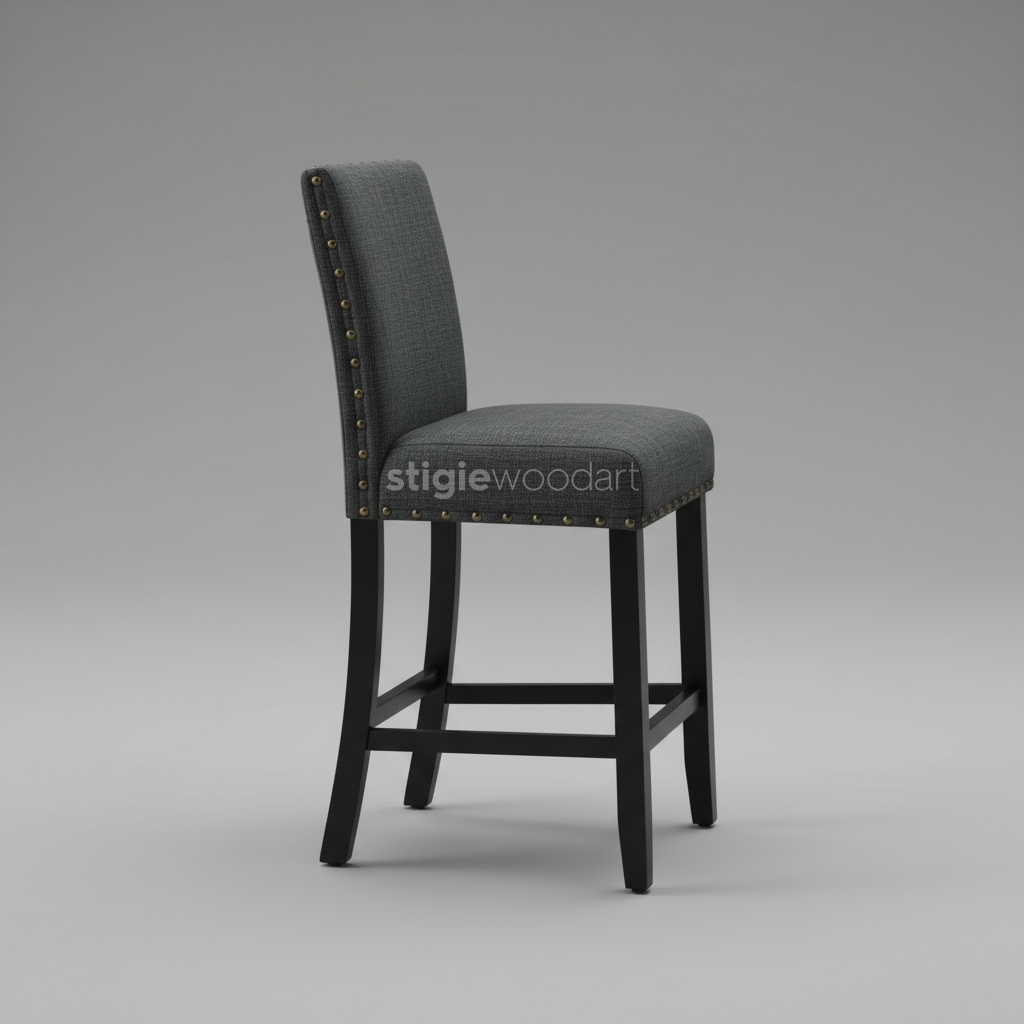 Kursi Bar Kayu Jati Upholstery Minimalis Modern - Gambar 3