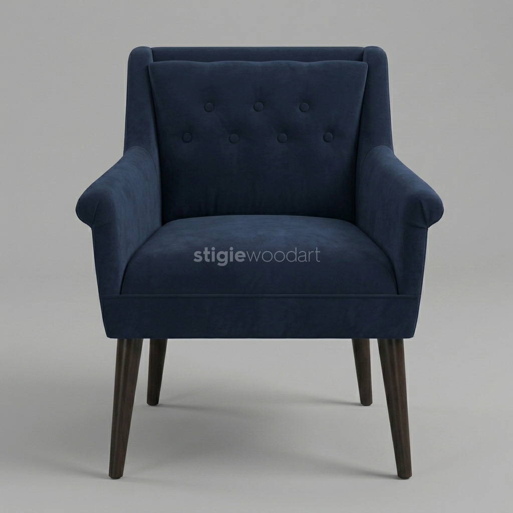 Kursi Sofa Hotel Accent Biru Navy Modern - Gambar 3