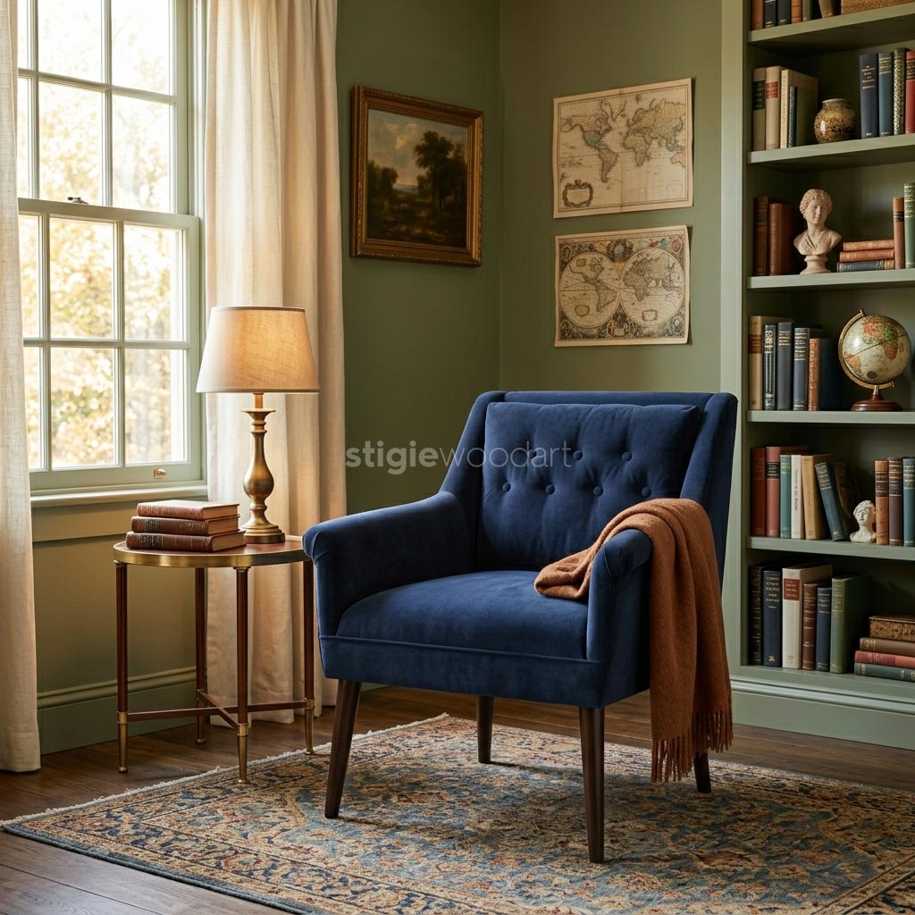 Kursi Sofa Hotel Accent Biru Navy Modern - Gambar 2