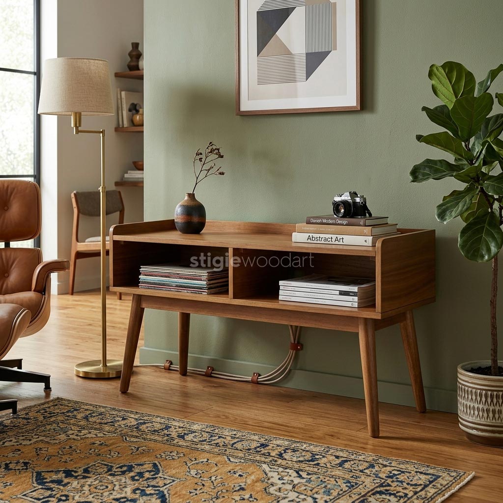 Meja TV Kayu Jati Minimalis Retro Modern - Gambar 2