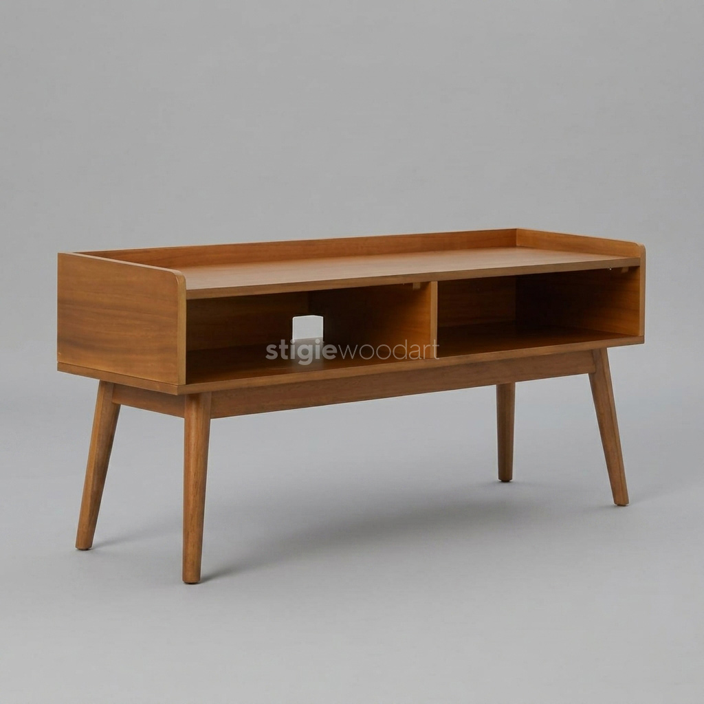 Meja TV Kayu Jati Minimalis Retro Modern