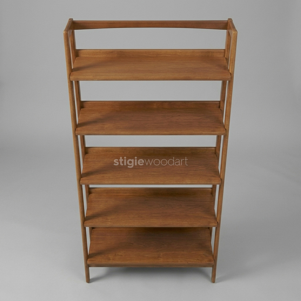 Rak Buku Kayu Jati Minimalis Open Shelf Modern - Gambar 5