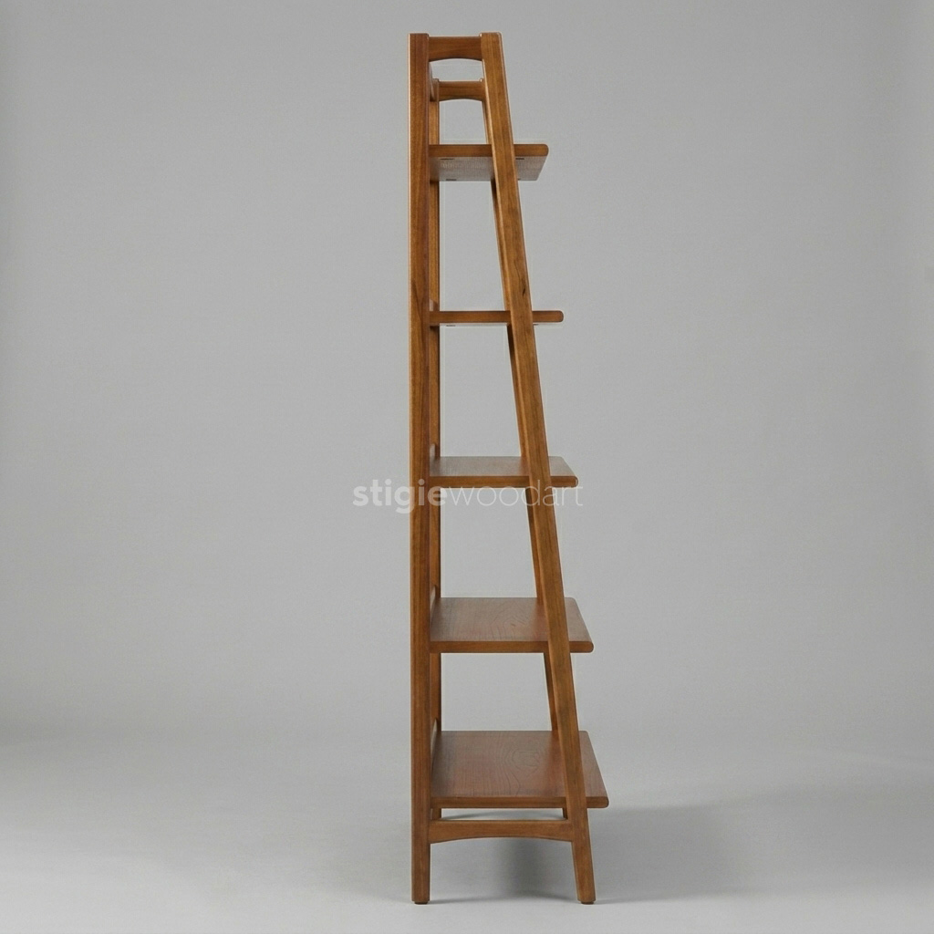 Rak Buku Kayu Jati Minimalis Open Shelf Modern - Gambar 4