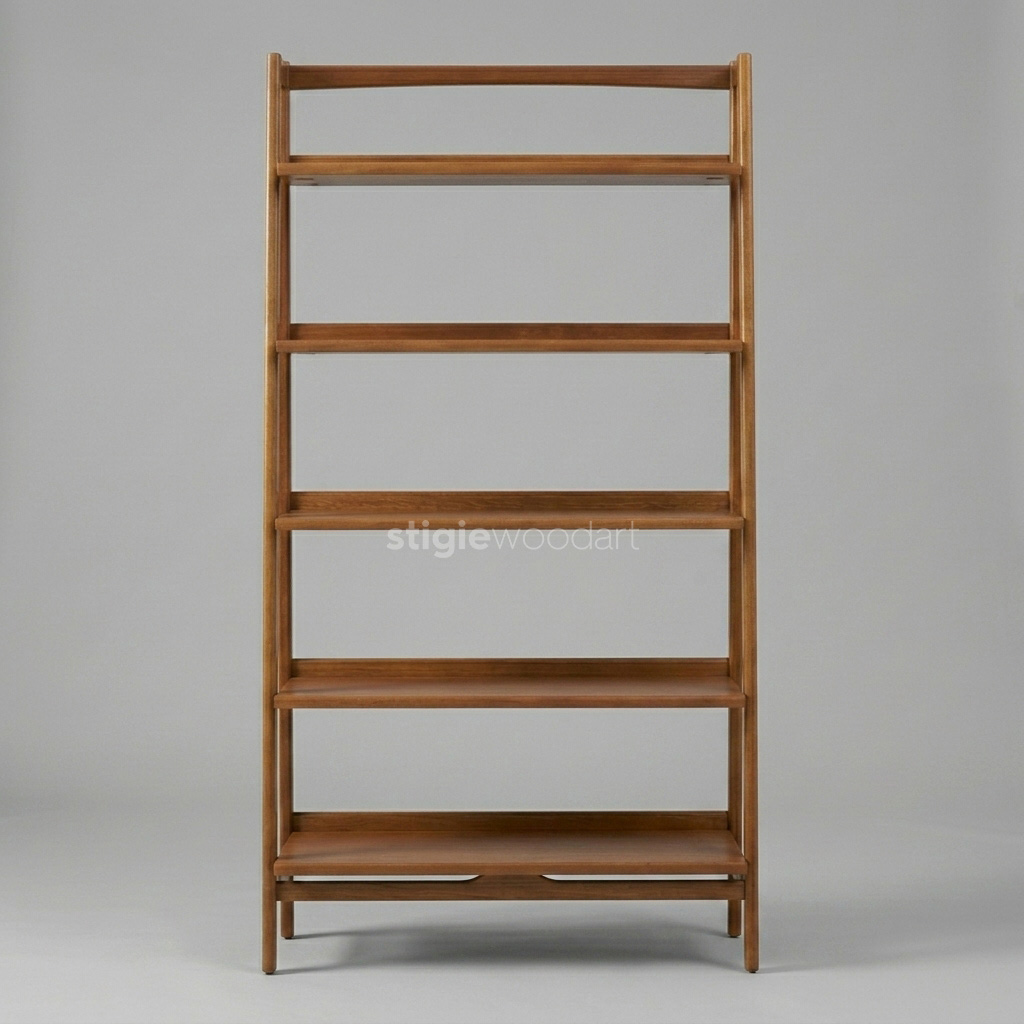 Rak Buku Kayu Jati Minimalis Open Shelf Modern - Gambar 3