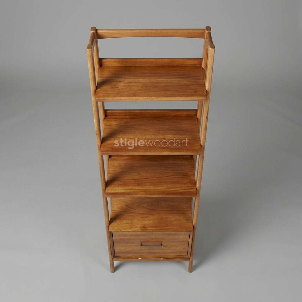 Rak Buku Minimalis Kayu Jati Klasik - Gambar 5