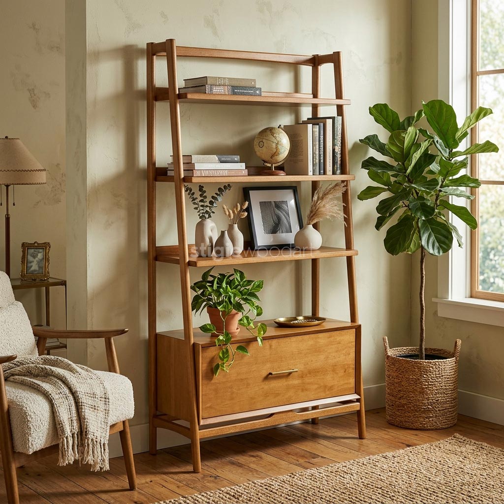 Rak Display Kayu Jati Minimalis Modern - Gambar 2